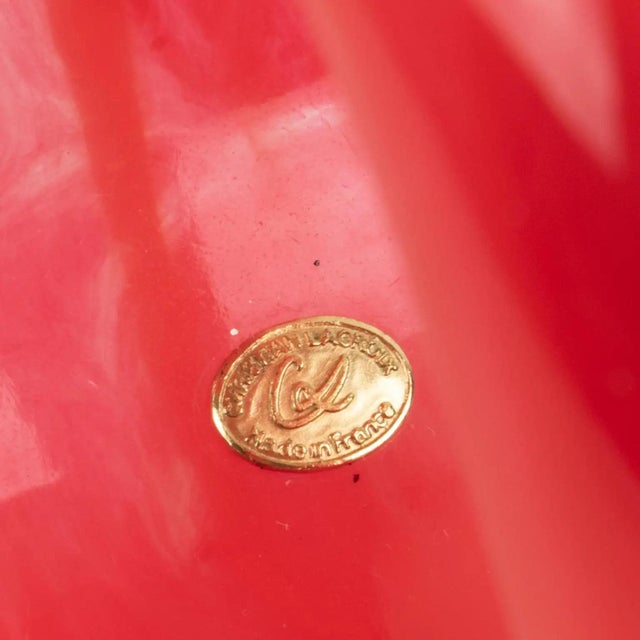 Plastic Christian Lacroix Pink-Red See-Thru Free-Form Resin Bracelet Bangle For Sale - Image 7 of 9