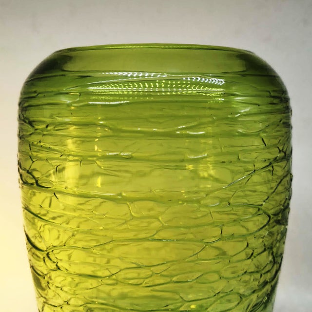 Green Handmade Green Murano Glass Vase, Italy, 1970s For Sale - Image 8 of 11
