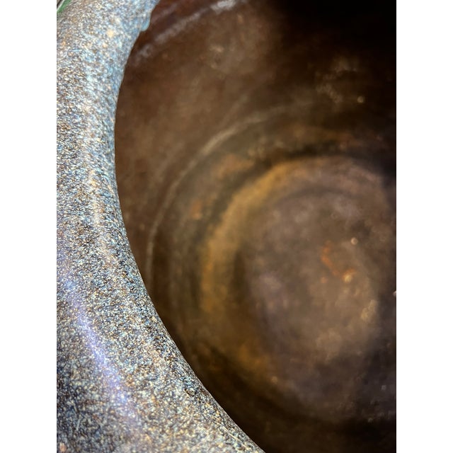 Large Antique Yixing Flambe Glazed Stoneware Pot With Rounded Rim For Sale - Image 10 of 14