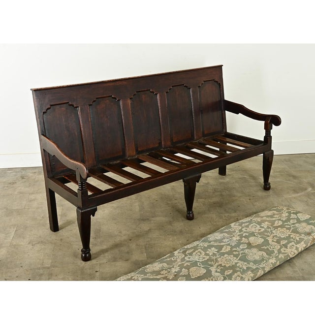 Wood English 18th Century Carved Oak Hall Bench For Sale - Image 7 of 12