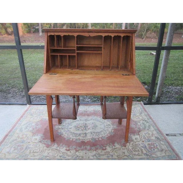 Antique Secretary Wood Desk/Hutch With Slant Front Top One Drawer Drop Front Multi Storage By Skandia Furniture Co Honey...