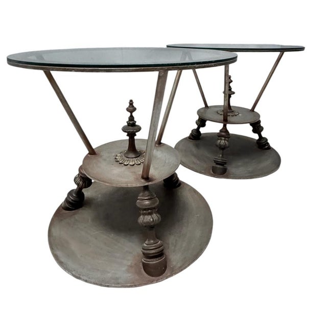 Hollywood Regency Center Tables with Glass Tops, 1980s, Set of 2 For Sale - Image 8 of 10