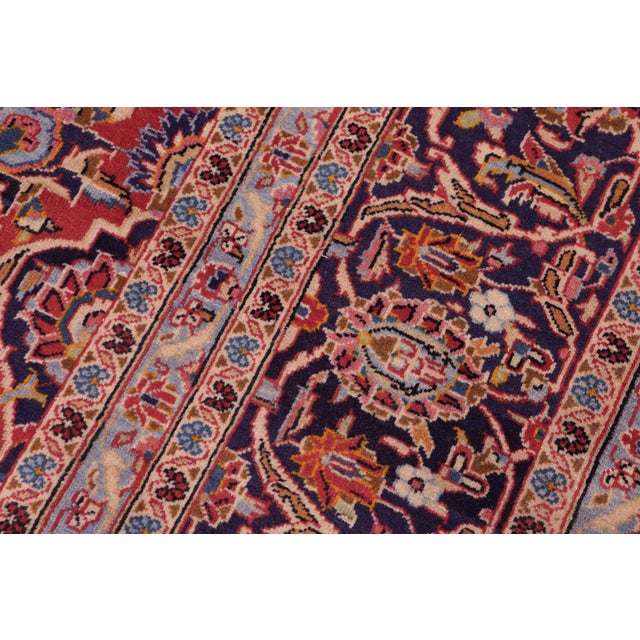 Vintage Hand-Knotted Wool Rug – 8'0" X 11'7" – Red & Blue Traditional Medallion Carpet For Sale - Image 4 of 8
