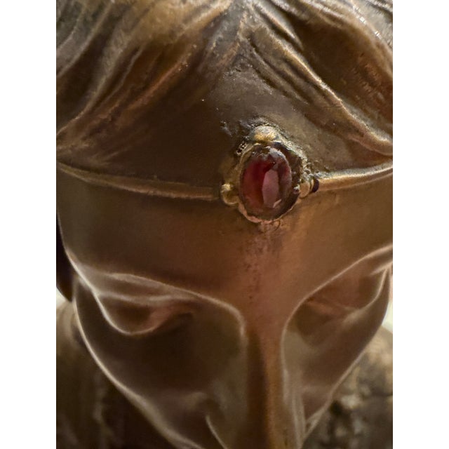19th-Century Grande Dame Patricienne Florentine Au XVIme Siècle Roland Grange-Colombo Bronze & Marble Bust For Sale - Image 9 of 11