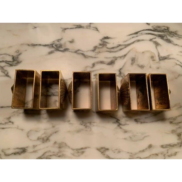 Mid-Century Modern 1960s Italian Brass Coastal Shell Napkin Rings Set of 6 For Sale - Image 3 of 11