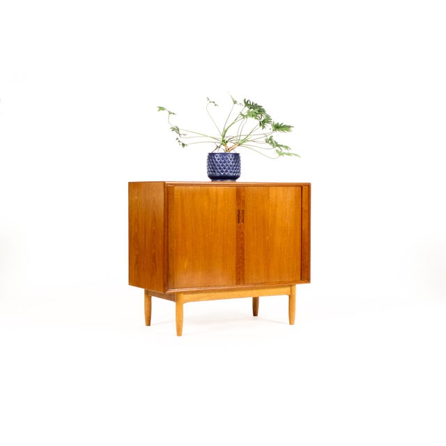 #2207 — Danish Modern / Mid Century Compact Teak Credenza / Console — Tambour Doors — Hans C. Andersen — A Compact...