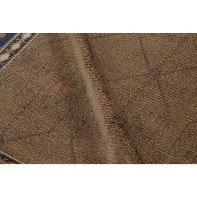 Textile Vintage Swedish "Flossa" Rug, Tobacco Brown & Navy Botanical Border - Rug & Kilim For Sale - Image 7 of 10