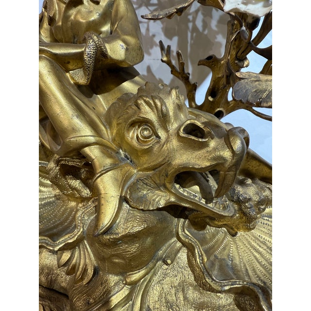 A Magnificent Chinoiserie Gilt Bronze & Porcelain Mantel Clock by Barancourt. France, Circa 19th Century For Sale - Image 12 of 12