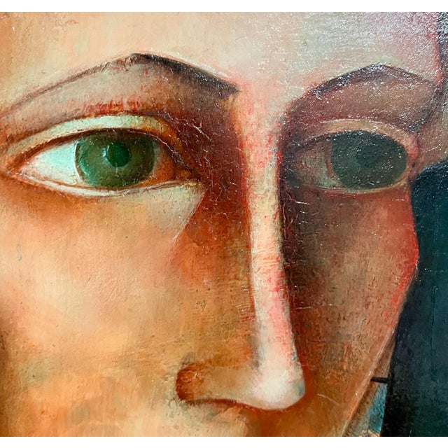 Paint Pierre Henry, Large Surrealist French Expressionist Oil Painting Moody Boys Pierre Henry, c. 20th century For Sale - Image 7 of 14