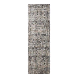 Jean Stoffer x Loloi Katherine Graphite / Jade 2'-7" x 10'-0" Runner Rug For Sale
