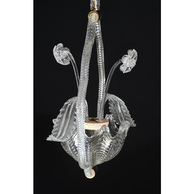 Art Decò Trasparent Barovier E Toso Light With Flowers, 1940s For Sale - Image 14 of 14