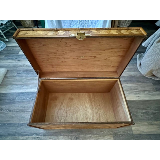 Late 20th Century Vintage 1970s Asian Style Woven Rattan and Bamboo Storage Chest For Sale - Image 5 of 12