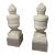 A Pair of Vintage Neoclassical Carved White Marble Flame Finials on Granite Bases For Sale