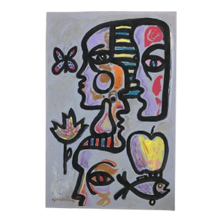 Original Contemporary Abstract E.J.Hartmann Pop Art Portrait Painting Signed For Sale