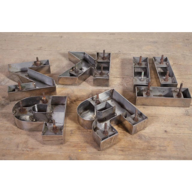 Vintage Chrome Letter Sign, Former Czechoslovakia, 1950s, Set of 7 For Sale - Image 3 of 9