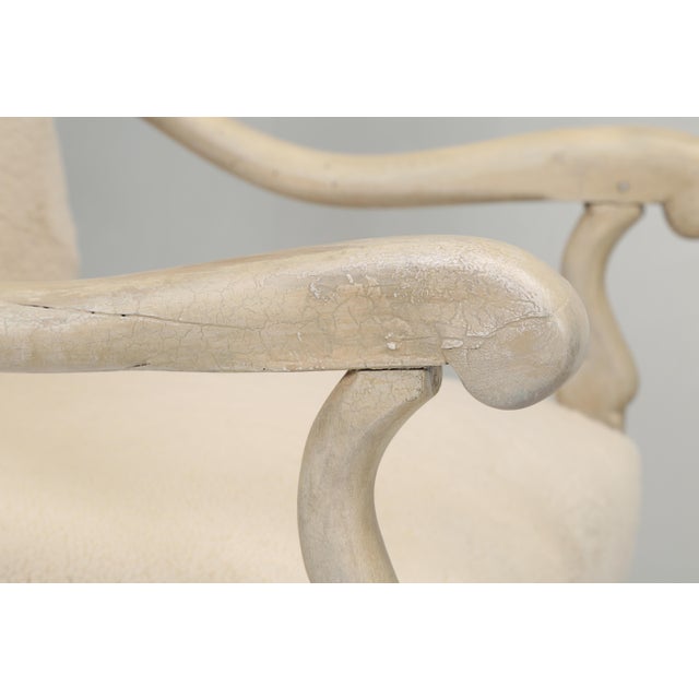 Antique French Shearling Upholstered Armchair, Restored For Sale In Chicago - Image 6 of 12