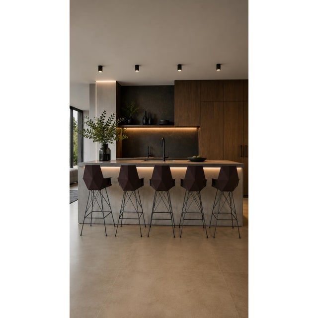 Vondom Faz Modern Outdoor Patio Bar Stools With Armrests by Ramón Esteve – Set of 5 For Sale - Image 4 of 14