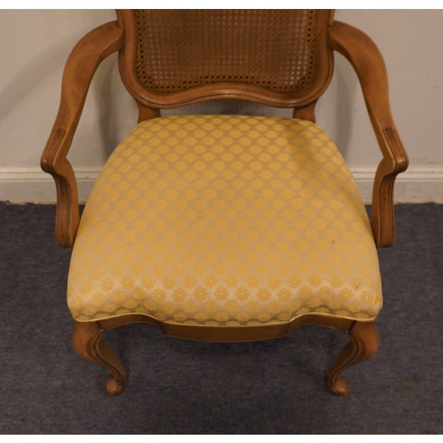 Wood High End Vintage Solid Beech Country French Provincial Cane Back Dining Arm Chair For Sale - Image 7 of 8