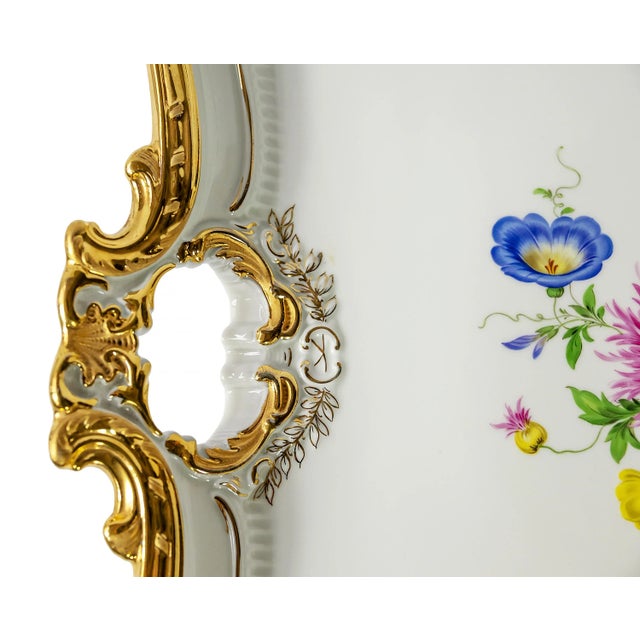 Large Meissen Hand Painted Gilded Porcelain Serving Plate For Sale - Image 4 of 7