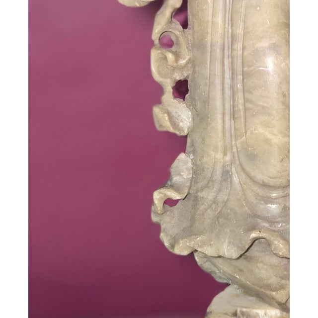 Wood Early 20th Century Soapstone Statue of Guanyin For Sale - Image 7 of 7
