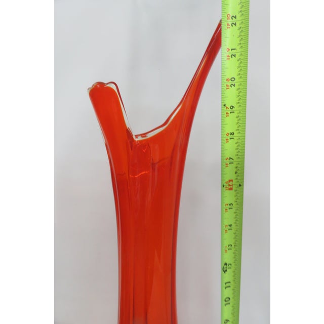 Glass Viking Glass Three Foil Persimmon Swung Vase Mid Century Large Floor Art 4754b For Sale - Image 7 of 18