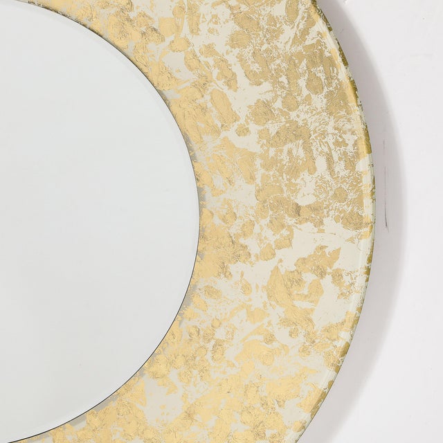 Mid-Century Modern Mid-Century Modernist Round 24 Karat Gold Leaf Illuminated Murano Glass Mirror For Sale - Image 3 of 12