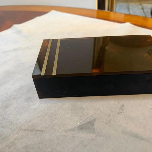 Plastic 1970s Mid-Century Modern Faux Tortoiseshell Lucite Luxury Box Dior Home Style For Sale - Image 7 of 10