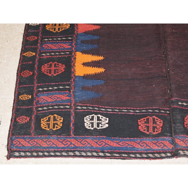 Islamic Vintage Afghan Professional Hand Knotted Kilim, 4'3x4'7 For Sale - Image 3 of 3