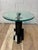 Paint Karl Springer Style Black Lacquer Pedestal Side Table With Glass Top For Sale - Image 7 of 11
