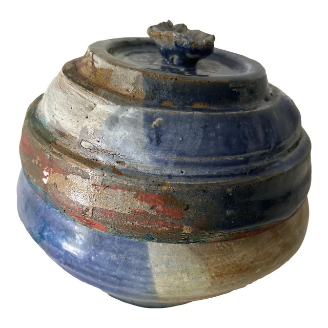 Vintage Studio Pottery Dish With Lid Signed by Artist For Sale