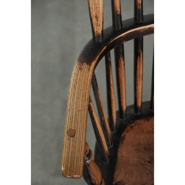 Brown Antique English Highback Windsor Dining Chairs, Set of 4 For Sale - Image 8 of 18
