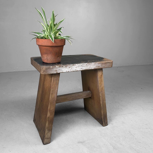 Brown Minimalist Japanese Step Stool, 1950 For Sale - Image 8 of 12