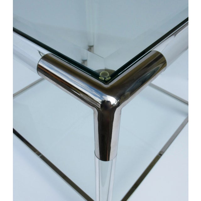 C.1970's Mid-Century Modern Charles Hollis Jones Style Tubular Lucite and Polished Nickel Side/End Table For Sale - Image 11 of 12
