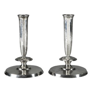 Vintage Art Deco Silver Candlesticks, 1920s, Set of 2 For Sale