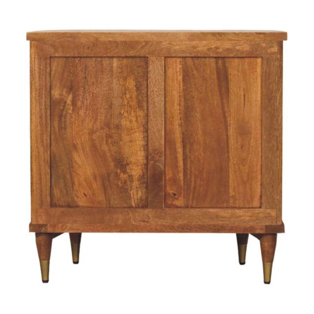Brown Ribbed Mango Wood 3-Drawer Chest With Brass Hardware For Sale - Image 8 of 8