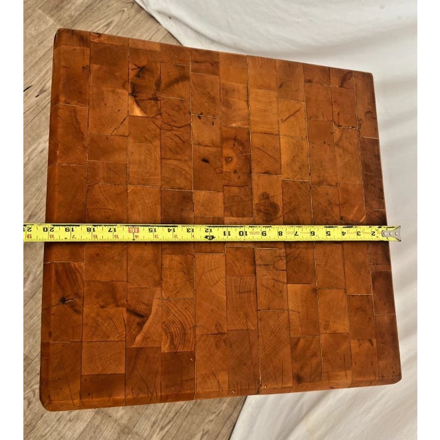 Vintage Butchers Block Carving Kitchen Table Solid 14" Thick End Cut Maple Slab For Sale - Image 10 of 12