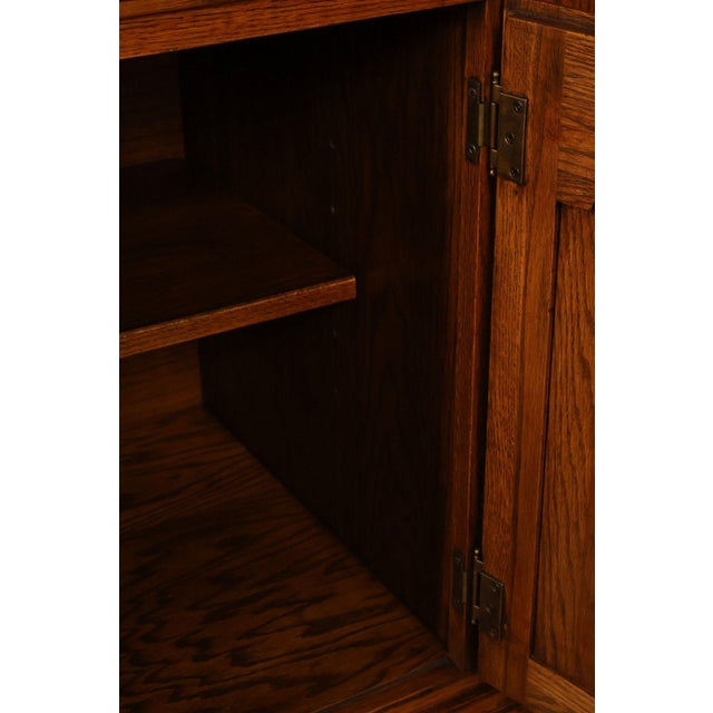 Wood Ethan Allen Traditional Oak Lighted China Cabinet For Sale - Image 7 of 18