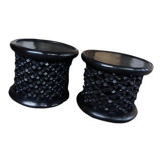 21th-Century Modern Style Handmade Coffee Table, Contemporary Bedside Stool in Black - Set of 2 PicoArt Handcrafted Coffee Tables - Set of 2 For Sale