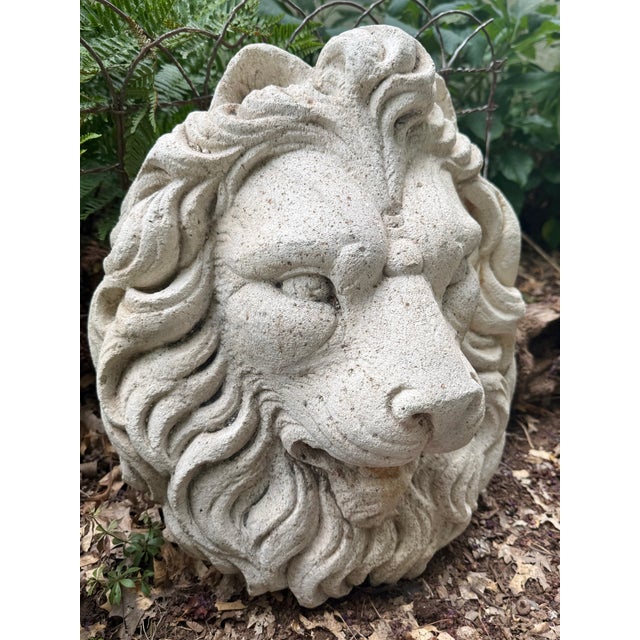 English Vintage Concrete Lion Fountain Head For Sale - Image 3 of 6