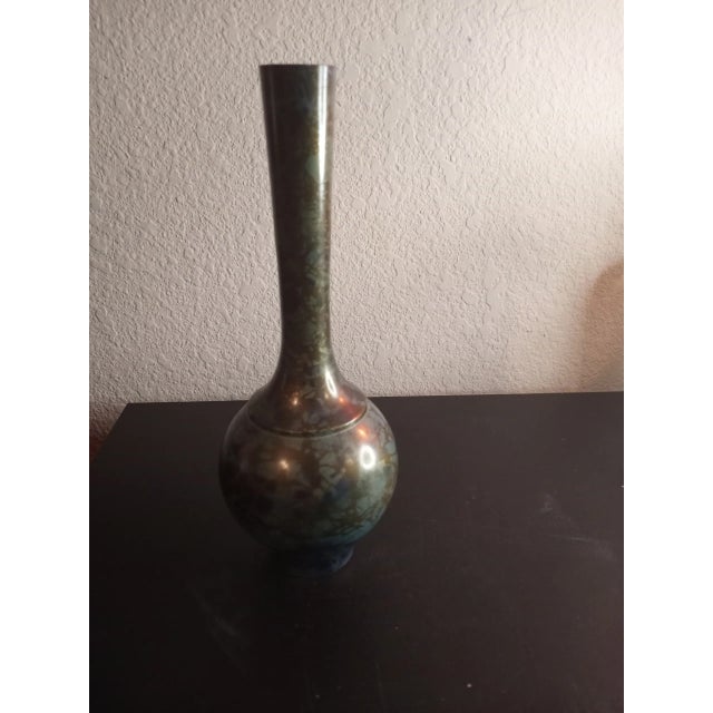 1980s Brass Enamel Decorative Vase For Sale In Dallas - Image 6 of 6