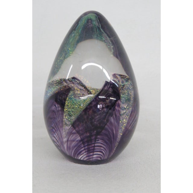 Glass Eye Studio Ges Purple Passion Flower Dichroic Art Egg Paperweight 5194b For Sale In Miami - Image 6 of 14