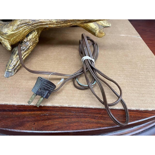 Mid 20th Century Mid-Century Modern Sculptural Gold Gilded Driftwood Table Lamp For Sale In New York - Image 6 of 13