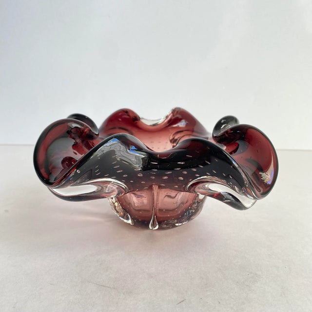 Hollywood Regency 1960s Purple Art Glass Bowl Bullicante Dish Chalet Lorraine For Sale - Image 6 of 10