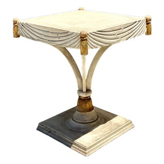 Vintage Carved Tassel Accent Table For Sale