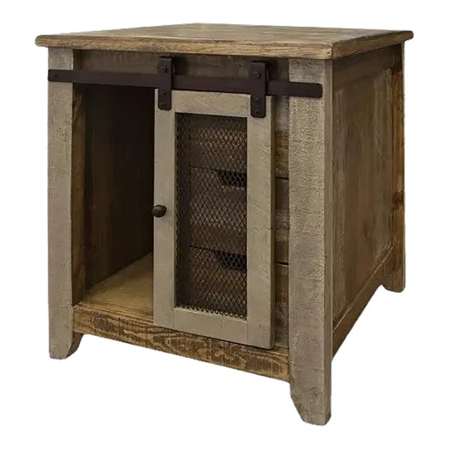Crafters and Weavers Bayshore Sliding Door / 3 Drawer End Table For Sale