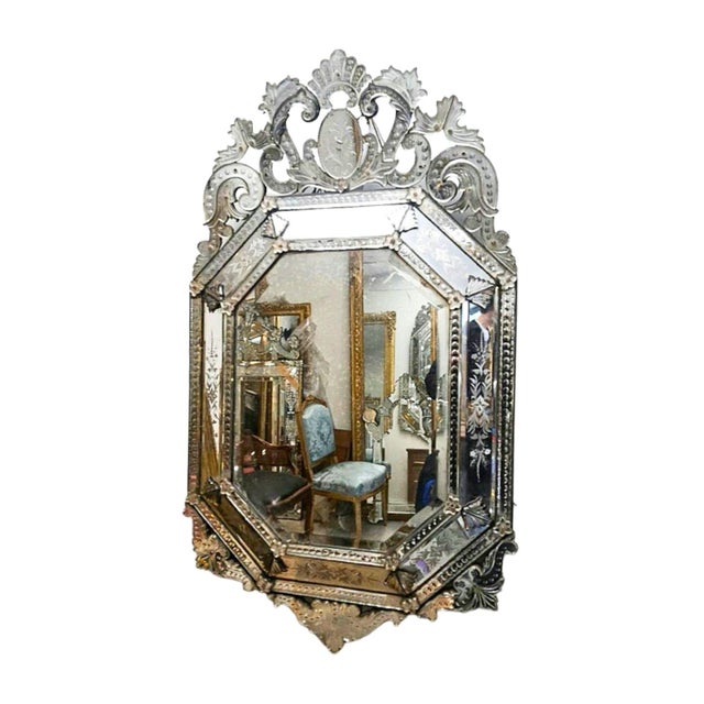 Circa 1880 Napolean III Venetian Style Octagonal Shaped Mirror