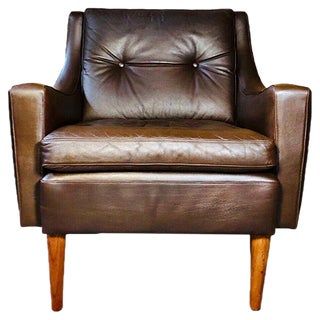 Vintage Danish Leather Lounge Chair by Georg Thams, 1960s For Sale