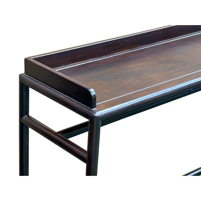 Coffee Natural Wood Dark Brown Minimalistic Slim Legs Console Foyer Side Table For Sale - Image 8 of 14