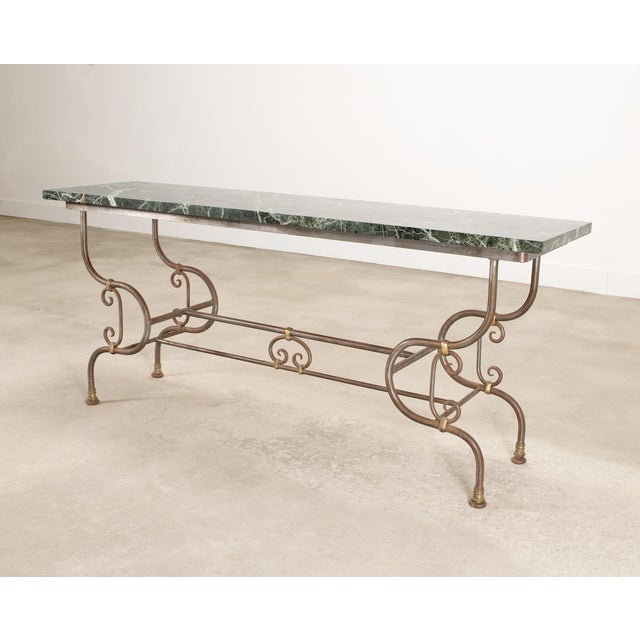 Traditional French Belle Époque Steel Marble Bronze Pâtisserie Table Console For Sale - Image 3 of 18