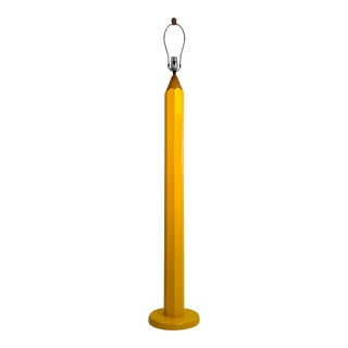Vintage Yellow Lightolier Pencil Floor Lamp For Sale